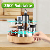 1 x RAW Customer Returns SAUNNIHEN Lazy Susan Turntable Organizer, Bamboo Spice Rack Rotating, Multifunctional Turntable Organizer with Adjustable Storage Space for Kitchen Bedroom Living Room Dressing Table - RRP €20.98