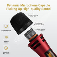 1 x RAW Customer Returns Wireless Microphones, TONOR UHF Dual Karaoke Microphone Set with Rechargeable Receiver. Wireless Dynamic Microphone, Microphone Set for Singing, Weddings, Parties, Speeches TW320 Black Red - RRP €50.41