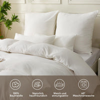 1 x RAW Customer Returns SOULFUL double muslin bed linen 135x200 cotton, bed linen sets 1 set duvet cover with 1 pillowcase 80x80 cm, OEKO-TEX bed linen white with zipper - RRP €55.99