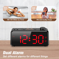 1 x RAW Customer Returns ANJANK Digital Alarm Clock with Radio Dimmable LED Display Mains Powered with Battery Backup Dual Alarm with Weekday or Weekend USB Charging Station Easy to Read Red Numbers for Seniors - RRP €33.26