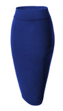 1 x RAW Customer Returns Women s Midi Skirt Stretch Figure-hugging Business Pencil Skirts L, Royal Blue  - RRP €22.86