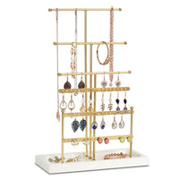 1 x RAW Customer Returns GHIAKQYT T shape jewelry stand gold - 6 tier jewelry tree chain stand earring stand jewelry organizer, jewelry storage for chains, earrings, rings, watches, bracelets - RRP €28.13