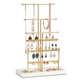 1 x RAW Customer Returns GHIAKQYT T shape jewelry stand gold - 6 tier jewelry tree chain stand earring stand jewelry organizer, jewelry storage for chains, earrings, rings, watches, bracelets - RRP €28.13