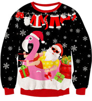 1 x RAW Customer Returns IDGREATIM Men s Christmas Sweater Funny 3D Santa Claus Printed Crewneck Long Sleeve Ugly Women s Pullover Sweatshirt for Christmas Black L - RRP €37.37