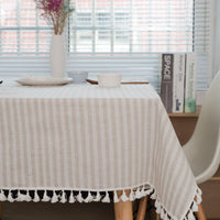 1 x RAW Customer Returns meioro Striped table runner Fringe table runner Simple and elegant home textiles for indoor and outdoor use - RRP €20.82