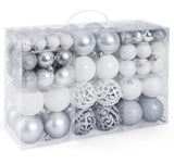 1 x RAW Customer Returns 100 Christmas tree balls set 3 4 6cm, unbreakable Christmas balls made of plastic matt glossy glittery, reusable Christmas tree decoration Christmas gifts for indoors and outdoors white, silver, glitter  - RRP €33.99