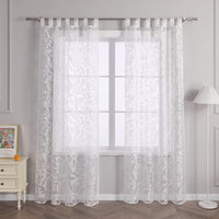 1 x RAW Customer Returns Delien Voile burnout curtain with tendrils pattern, transparent curtain with loops, living room curtains, W x H 140 x 225 cm, white, 1 piece. - RRP €24.19