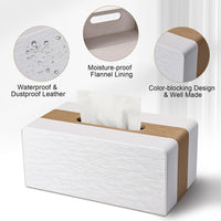 1 x RAW Customer Returns LADSTAG cosmetic tissue box tissue dispenser made of PU leather, tissue box tissue box dispenser tissue box tissue box cover rectangular, L W H 25 13.7 9.4 cm gold white  - RRP €21.62