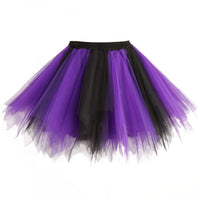 1 x Brand New Girstunm Carnival Costume Women s Tutu Tulle Skirt 50s Vintage Tulle Skirt Petticoat Multicoloured Bubble Dance Dress Skirt Underskirt Tutu Short Ballet Black Purple X-Large - RRP €26.99