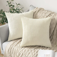 1 x RAW Customer Returns MIULEE set of 2 cushion covers corduroy cushion cover decorative cushion cover sofa cushion couch cushion decorative cushion cover decorative cushion cover with hidden zipper 45 x 45 cm beige - RRP €15.35