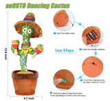 1 x RAW Customer Returns seOSTO Cactus Plush Toy That Dances and Talks Repeats What They Say for Children Adults - RRP €22.99