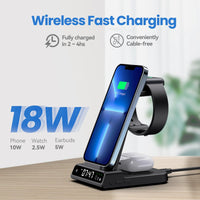 1 x RAW Customer Returns in 1 charging station Apple Watch and iphone with digital clock, 18W fast wireless charging station for iPhone 15 Pro Max, inductive charging station for Air pods Pro 2, Apple Watch charging station for iWatch 9 - RRP €42.99