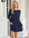 1 x RAW Customer Returns Clearlove Women s T-Shirt Dress Casual Tunic Swing Dress A-Line Long Sleeve Round Neck Casual Dress REUSEABLE Packaging , C-Dark Blue, S - RRP €25.2