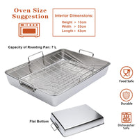 1 x RAW Customer Returns 41cm super large grill and casserole dish with rack and V-shaped grid, Yoassi stainless steel rectangular grill tray roaster with handles for chicken, robust healthy dishwasher safe, 3-pack - RRP €36.54