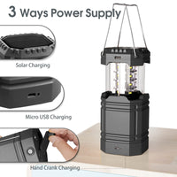 1 x RAW Customer Returns Solar Camping Hand Crank Lantern, Portable Ultra Bright LED Flashlight, 30-35 Hours Runtime, USB Charger, 3000mAh Power Bank, Outdoor Electronic Lantern, Hiking Reading, Emergency - RRP €15.12