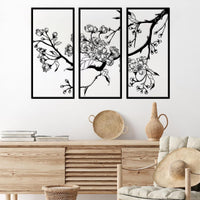 1 x RAW Customer Returns ruelen Pack of 3 Metal Flower Wall Art, Floral Line Wall Sculpture, Abstract Flowers Aesthetic Art Nature Line Drawing Modern Home Hanging for Bedroom Living Room Bathroom Office Black  - RRP €48.58