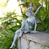 1 x RAW Customer Returns Jsleid Sitting Fairy Garden Ornament, Sitting Elves Garden Figures, Sitting Fairy Statue Garden, Fairy Statue, Resin Craft, Resin, Gray, for Outdoor, Indoor and Yard Landscape Decorations, 22cm - RRP €19.99