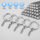 1 x RAW Customer Returns 120 pieces key ring set with 30 pieces key rings with chain, 30 pieces key ring carabiners, 30 pieces split rings and 30 pieces screw eye pins for DIY key crafts silver . - RRP €6.02