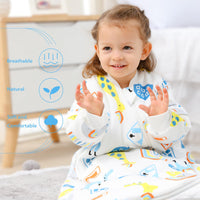 1 x RAW Customer Returns MIKAFEN Baby Sleeping Bag Long Sleeves Winter 3.5Tog 100 Organic Cotton Sleeping Bag M Body Size 65-80cm  - RRP €33.56