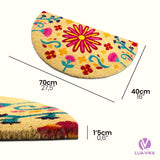 1 x RAW Customer Returns LUA VIKA doormat coconut semi-circular, doormat for inside and outside, dirt trap mat for your front door, washable, with non-slip PVC, funny doormats, outside doormats, doormat 40x70 flowery  - RRP €24.99