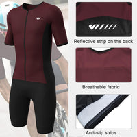 1 x RAW Customer Returns Lo.gas Cycling Triathlon Suit Men Stretch Full Zip Windproof Comfortable Breathable Reflective Padded Solid Color Dry - RRP €65.99