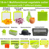 1 x RAW Customer Returns 16 in 1 vegetable cutter, vegetable slicer, vegetable cutter, vegetable cutter with 7 interchangeable blades, vegetable chopper, nicer dicer, for potatoes, carrots and onions gray  - RRP €23.18