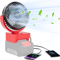 1 x RAW Customer Returns ThagBrco Wireless Fan for Einhell 18V Cordless Fan, Brushless Motor with USB A C Quick Charge Brushless Motor with for Camping, Workshop and Construction Site No Battery  - RRP €29.69