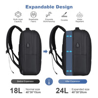 1 x RAW Customer Returns YOODI Travel Backpack Hand Luggage Airplane 40x30x20 Wizzair Expandable 15.6 Inch Laptop Backpack Travel Bag Under Seat Oxford Water Repellent Daypack with Laptop Compartment and USB Charging Port - RRP €40.33