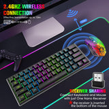 1 x RAW Customer Returns 2.4GHz Keyboard Mouse Gaming Set Wireless Illuminated, 61 Keys Rainbow 3800mAh Rechargeable Mechanical Feel Keyboard, 2400 DPI Rainbow Light LED 6 Buttons Mouse, Compatible PS4 PS5 Xbox-Black - RRP €43.28