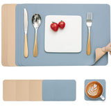 1 x RAW Customer Returns Myir JUN Placemats and Coasters, Leather Placemats and Coasters Set American Placemats Plastic Washable Placemats Waterproof Placemats Blue Camel, Set of 6  - RRP €25.2