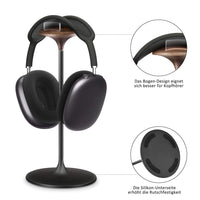 1 x RAW Customer Returns Headphone Stand, Headset Holder Made of Walnut Wood Aluminum, Gaming Headphone Holder for AirPods Max, Beats, Bose, Sennheiser, Sony, Audio-Technica and More Black  - RRP €30.11