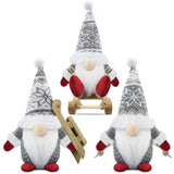 1 x RAW Customer Returns Gehydy Christmas Gnome Figures Set of 3 Christmas Decoration Gnomes Christmas Decoration Gnome Accessories Decoration Christmas for Home Kitchen - Grey - RRP €17.38