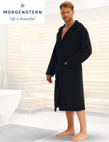 1 x RAW Customer Returns Morgenstern bathrobe men s terry cotton with hood long black size XXL - RRP €40.28