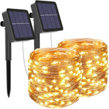 5 x RAW Customer Returns litogo 2 Pack Solar Fairy Lights Outdoor, 12M 120 LED Fairy Lights Outdoor Waterproof Copper Wire 8 Mode Solar Fairy Lights Decoration for Garden, Balcony, Terrace, Gate, Yard, Wedding, Party Warm White  - RRP €74.95