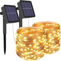 1 x RAW Customer Returns litogo 2 Pack Solar Fairy Lights Outdoor, 12M 120 LED Fairy Lights Outdoor Waterproof Copper Wire 8 Mode Solar Fairy Lights Decoration for Garden, Balcony, Terrace, Gate, Yard, Wedding, Party Warm White  - RRP €14.99