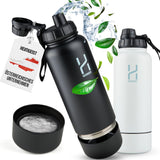 1 x RAW Customer Returns HEIMGEIST stainless steel drinking bottle, 1l 32oz insulated water bottle, with storage box, space for headphones, money and nutritional supplements black  - RRP €29.9