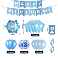 4 x Brand New VIKY Balloons Birthday Decoration Blue, Happy Birthday Garland Blue, Birthday Decoration Blue, Balloons Birthday Blue Set with Happy Birthday Banner, Foil Balloons, Confetti Balloons, Decoration Children s Birthday - RRP €76.8