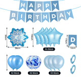 4 x Brand New VIKY Balloons Birthday Decoration Blue, Happy Birthday Garland Blue, Birthday Decoration Blue, Balloons Birthday Blue Set with Happy Birthday Banner, Foil Balloons, Confetti Balloons, Decoration Children s Birthday - RRP €76.8