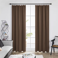 1 x RAW Customer Returns Deconovo Curtains Opaque Ruffle Tape Curtains Thermal Curtain Blackout, 245 x 140 cm Height x Width , Brown, Set of 2 - RRP €40.49