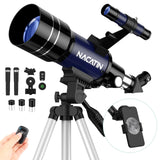 1 x RAW Customer Returns NACATIN telescope astronomy, telescope for children from 8 and beginners, 70 mm aperture 15X-150X telescope with aluminum tripod smartphone adapter and moon filter blue  - RRP €72.6