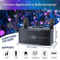 1 x RAW Customer Returns Karaoke Machine for Adults and Children, Portable Bluetooth Karaoke System with 2 Wireless Microphones, PA Speaker System for Party, Meeting, Wedding, Home and Outdoor - RRP €109.26