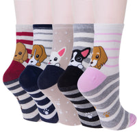 6 x Brand New Softcozy 5 Pairs Women Cute Animal Cotton Socks Multiple Colors and Styles with Cat and Dog Pattern Casual Funny Ladies Socks Gifts for Women, One Size Mix 3  - RRP €60.42