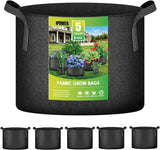 1 x RAW Customer Returns iPower 15L 5 Pack Grow Bags Fabric Aeration Pots Containers with Strap Handles for Nursery and Plants Black  - RRP €20.16