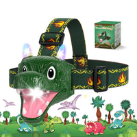 1 x RAW Customer Returns Kizeefun Dinosaur Headlamp Children, Head Lamp Children with 3 Lighting Modes and Roar, LED Children s Headlamp for Reading Jogging Camping Hiking Fishing - RRP €13.55