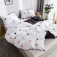 1 x RAW Customer Returns Freyamy Love Bedding Set 135x200cm 4-piece Black Colorful Heart Reversible Bed Linen Brushed Microfiber Soft Duvet Cover 2 Duvet Covers with Zipper and 2 Pillowcases 80x80cm - RRP €47.35