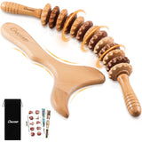 1 x RAW Customer Returns 2-in-1 Wood Therapy Massage Tools Set Wooden Maderoterapia Kit or Lymphatic Drainage Massage Roller Kits for Muscle Relaxation, Body Shaping, Gua Sha Massage, Anti Cellulite, Beech - RRP €35.16