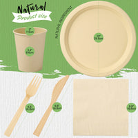 1 x RAW Customer Returns LEKOCH Disposable 100 Bamboo Pulp 10inch Plates, Cutlery, Paper Napkins, Cups Party Set, Biodegradable Disposable Bamboo Pulp Tableware Set for 25 Guests - RRP €30.24