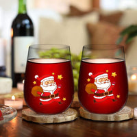 1 x RAW Customer Returns Kvittra Christmas Stemless Wine Glass, Christmas New Year Gifts with Box for Women, Christmas Wine Glass for Women Men Sister Friends, Wine Glass for Family Christmas 4 Pack  - RRP €25.2