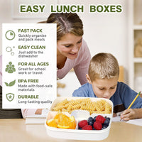 2 x RAW Customer Returns Greentainer Lunchbox Leak-proof Bento Box with 1 fork, 1500 ml salad container with dressing container, 3 compartments salad box-to-go for school, work, picnic, travel, camping Fresh seal - RRP €28.22