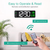 1 x RAW Customer Returns ORIA Digital Wall Clock, 16 LED Wall Alarm Clock with Large Screen, Digital Alarm Clock with Remote Control, 2 Alarm Sets, Brightness Adjustable Timer, Time Date Temp, for Bedroom, Home - RRP €30.24